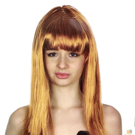 LONG WIG Straight Party Hair Costume Fringe Cosplay Fancy Dress 70cm Womens - Golden Brown (22463).