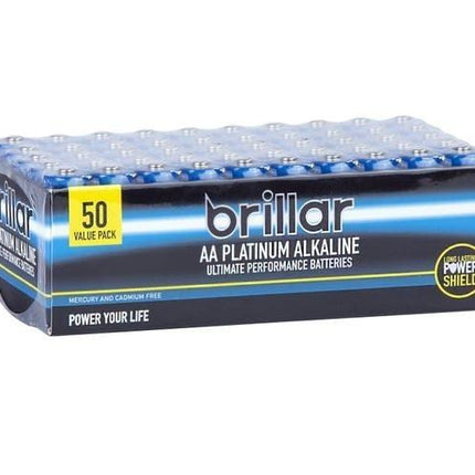 Brillar AA Platinum Alkaline Ultimate Performance Batteries - 50 PCS.