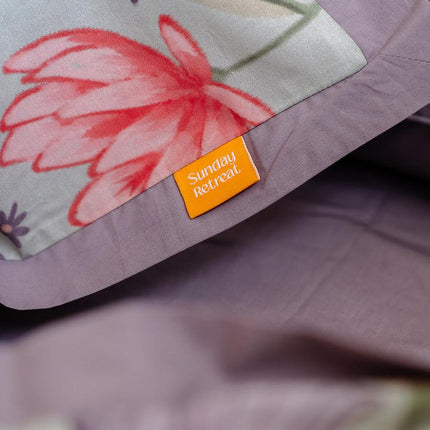 100% Cloud Cotton Duvet Quilt Cover Set w/ 2 Pillow Cases in Serena - Double.