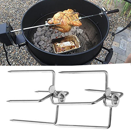 2pcs Rotisserie Spit Forks Roast Chicken Fork Kabob Skewer BBQ Spit Forks Gyro.