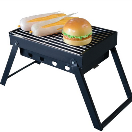 Premium Portable Charcoal Folding BBQ Grill Barbecue Foldable Travel - Black/Silver.