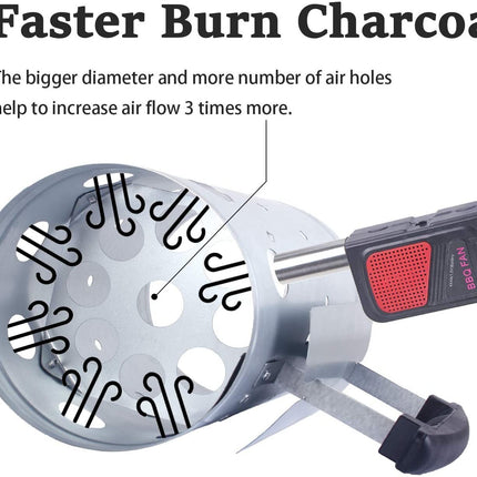 Large Chimney Starter Firewood Quick Rapid Charcoal Lighter Stove For Barbecue.