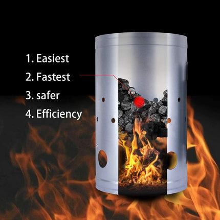Large Chimney Starter Firewood Quick Rapid Charcoal Lighter Stove For Barbecue.