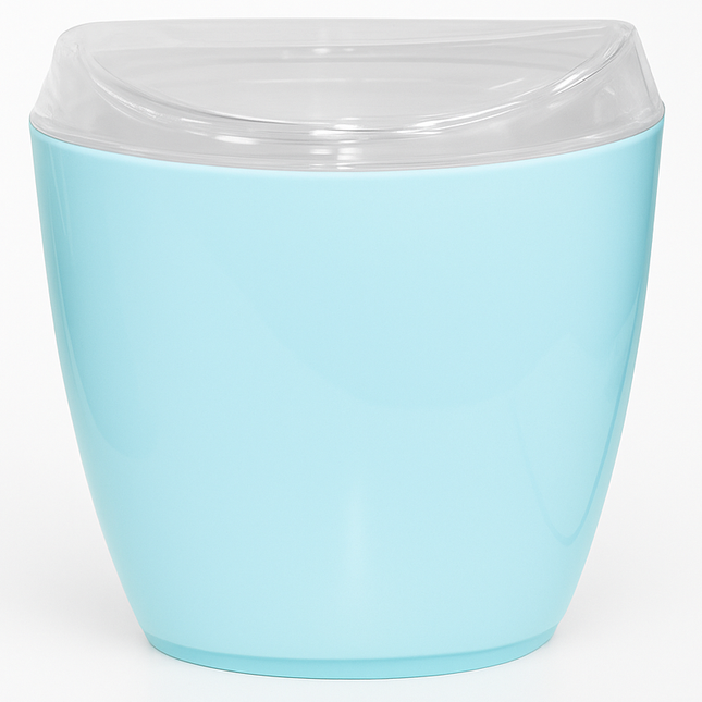 Oval Swing Top Waste Rubbish Bin Acrylic Lightweight Compact Bathroom Office in Blue.