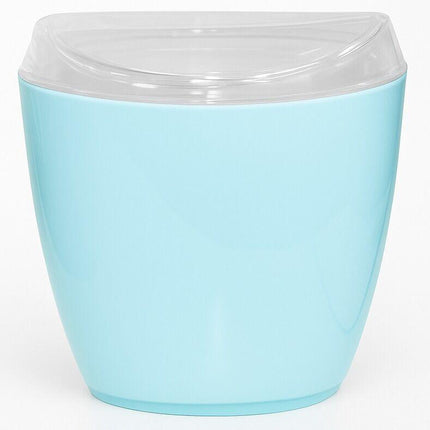 4x Oval Swing Top Waste Rubbish Bin Acrylic Lightweight Compact Bathroom Office in Blue.
