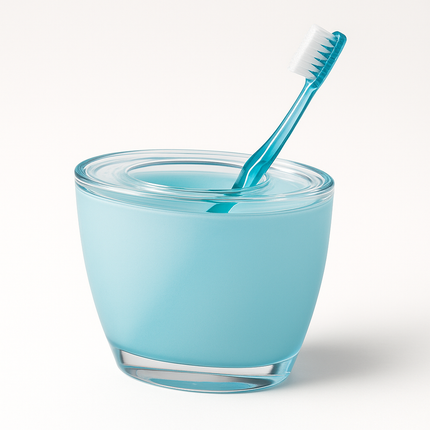 Oval Toothbrush Holder Blue Acrylic Lightweight Compact Bathroom Organiser.