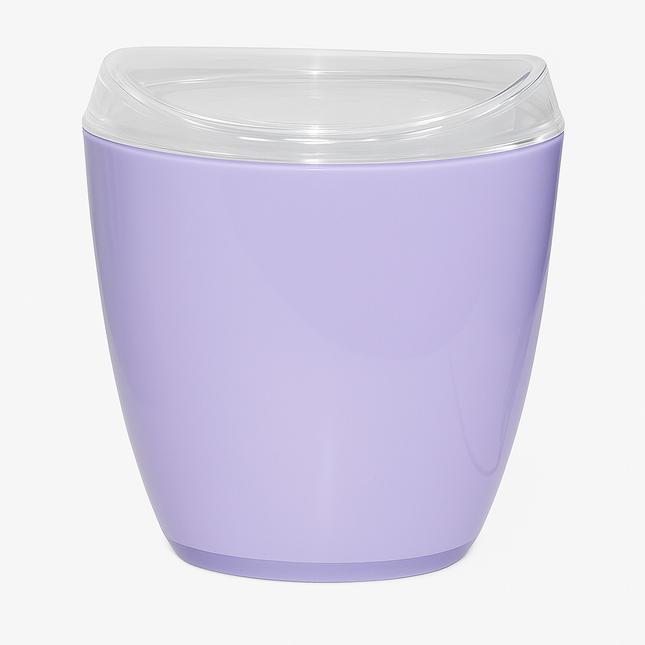 Oval Swing Top Waste Rubbish Bin Acrylic Lightweight Compact Bathroom Office in Purple.