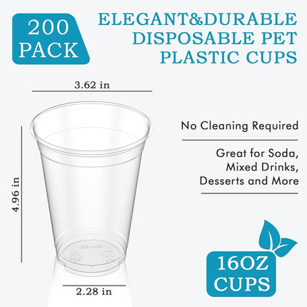 540x 16oz (480ml) Premium Plastic Clear Cups Extra Strong PET BPA Free.