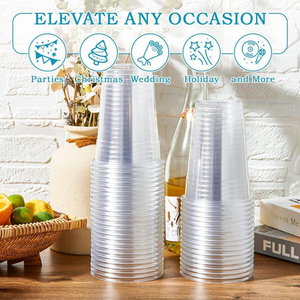 540x 16oz (480ml) Premium Plastic Clear Cups Extra Strong PET BPA Free.