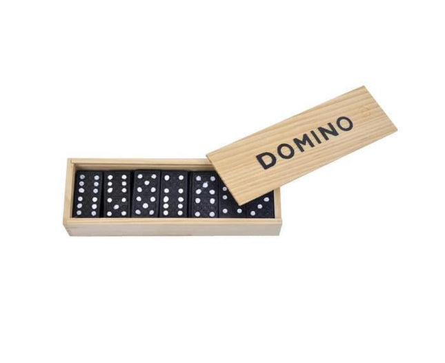 Domino Set Wooden Box Kids Children Traditional Toy 28 Dominoes.