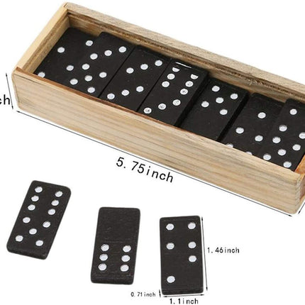 Domino Set Wooden Box Kids Children Traditional Toy 28 Dominoes.