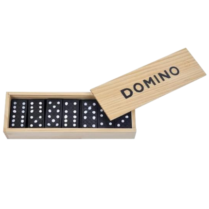 Domino Set Wooden Box Kids Children Traditional Toy 28 Dominoes.