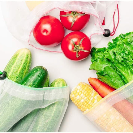 Set of 10 ECOCLAND Reusable Mesh Produce Bags Fruit Grocery Storage Washable Eco Bag.