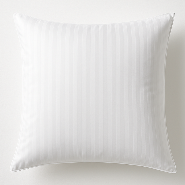 100% Cotton European Pillowcase 400 Thread Count Hotel Quality - Striped White.