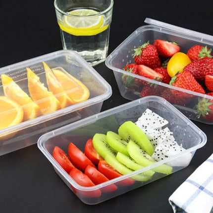 96pcs 2000ml Reusable Food Containers Plastic Meal Prep Storage w/ Lids - BPA Free (246*157*67mm).