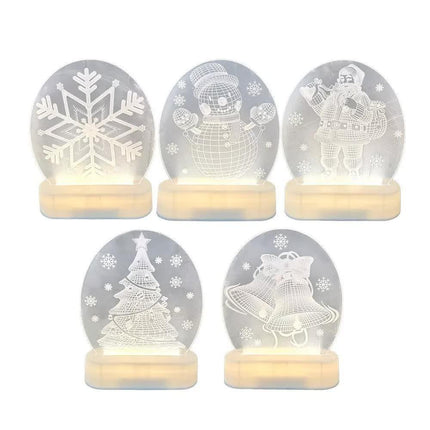 CarolCraft Christmas LED Acrylic USB Lamp Set of 5 Decoration Ornament Xmas Gift.
