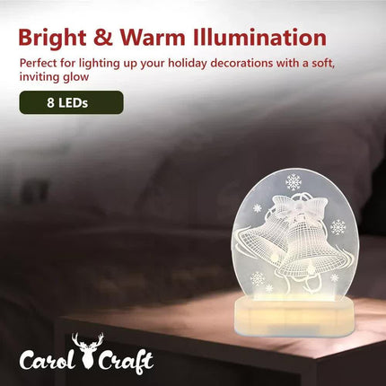 CarolCraft Christmas LED Acrylic USB Lamp Set of 5 Decoration Ornament Xmas Gift.