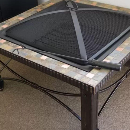 30" Square Slate Tile Fire Pit Outdoor Patio Heater Fireplace.