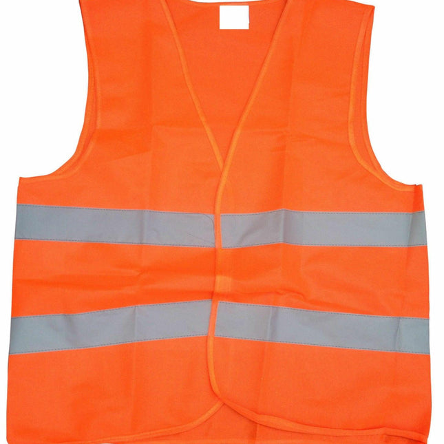 Hi Vis Safety VEST Reflective Tape Workwear Orange ONE SIZE Night & Day Use.