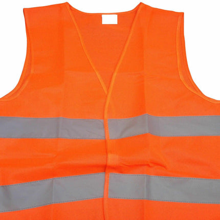 Hi Vis Safety VEST Reflective Tape Workwear Orange ONE SIZE Night & Day Use.