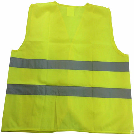 Hi Vis Safety VEST Reflective Tape Workwear Yellow ONE SIZE Night & Day Use.