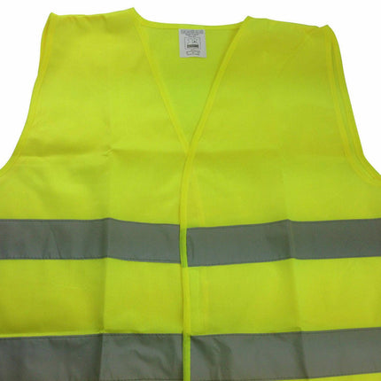Hi Vis Safety VEST Reflective Tape Workwear Yellow ONE SIZE Night & Day Use.
