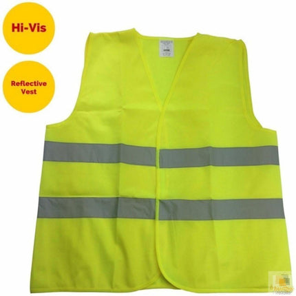 Hi Vis Safety VEST Reflective Tape Workwear Yellow ONE SIZE Night & Day Use.