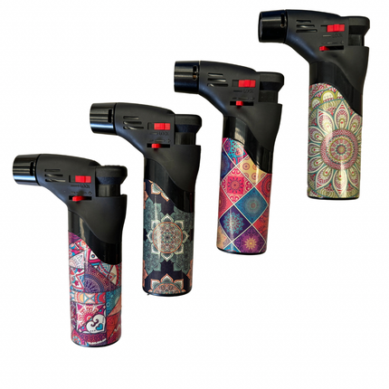 1x Jet Gas Lighter Torch Gun Gas w/ Refillable Butane & Safety Lock - Assorted Colours.