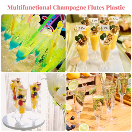 144x 150ml Premium Plastic Champagne Glasses Flutes Mimosa Bulk - Clear.