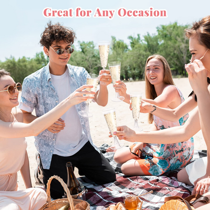 144x 150ml Premium Plastic Champagne Glasses Flutes Mimosa Bulk - Clear.
