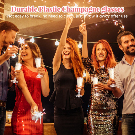144x 150ml Premium Plastic Champagne Glasses Flutes Mimosa Bulk - Clear.
