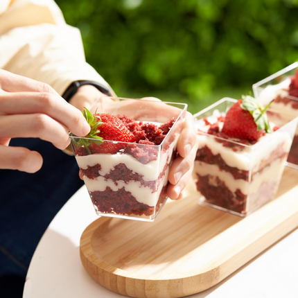 288x Premium Plastic Square Dessert Cups BPA Free Extra Strong Bulk.