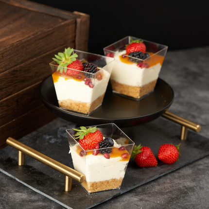 288x Premium Plastic Square Dessert Cups BPA Free Extra Strong Bulk.