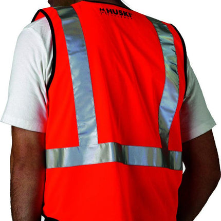 HUSKI Hi Vis Patrol Vest 3M Reflective Tape Safety Workwear High Visibility - Orange - 3XL.