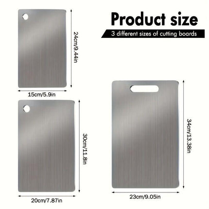 3x Stainless Titanium Steel Anti-Bacterial Mildew-Proof Cutting Chopping Boards.