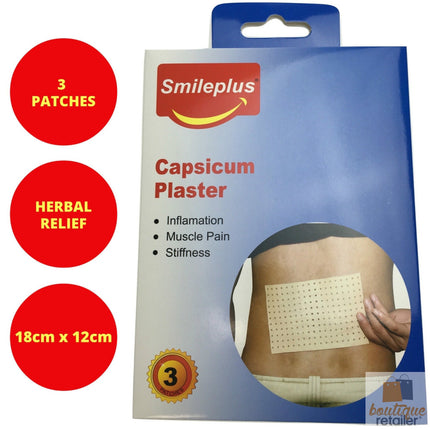 3x CAPSICUM PLASTER PATCHES Herbal Muscle Pain Inflammation Ache Relief.