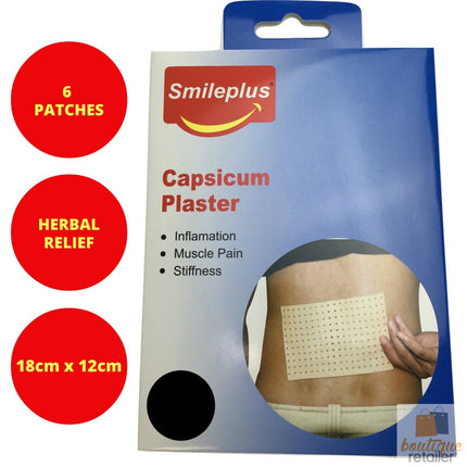 6x CAPSICUM PLASTER PATCHES Herbal Muscle Pain Inflammation Ache Relief BULK.
