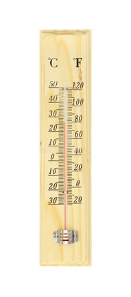 27cm WOODEN THERMOMETER Indoor Outdoor Glass Wall Hanging Room Sensor Jumbo.