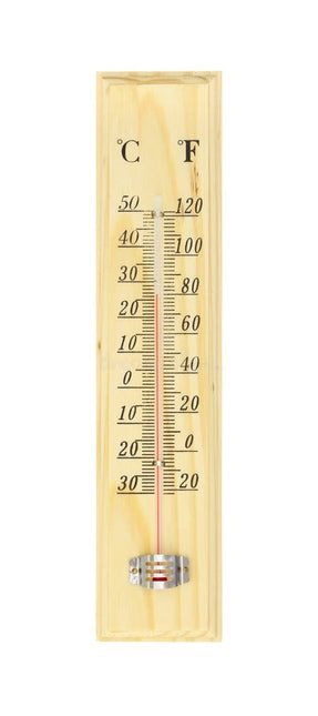 27cm WOODEN THERMOMETER Indoor Outdoor Glass Wall Hanging Room Sensor Jumbo.