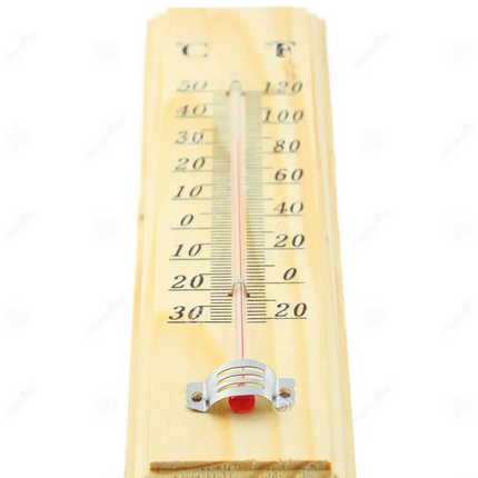 27cm WOODEN THERMOMETER Indoor Outdoor Glass Wall Hanging Room Sensor Jumbo.