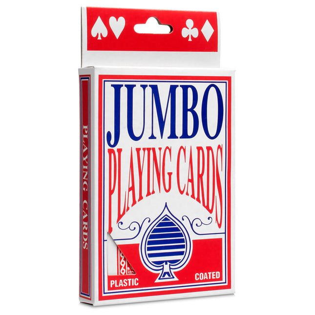 JUMBO PLAYING CARDS Full Deck Red Poker Plastic Coated 8.5 x 12cm King Big Size.
