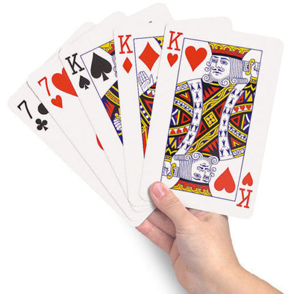 JUMBO PLAYING CARDS Full Deck Red Poker Plastic Coated 8.5 x 12cm King Big Size.