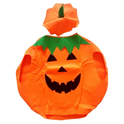 KIDS PUMPKIN COSTUME Halloween Unisex Fancy Dress Up Party Orange Vegetable.