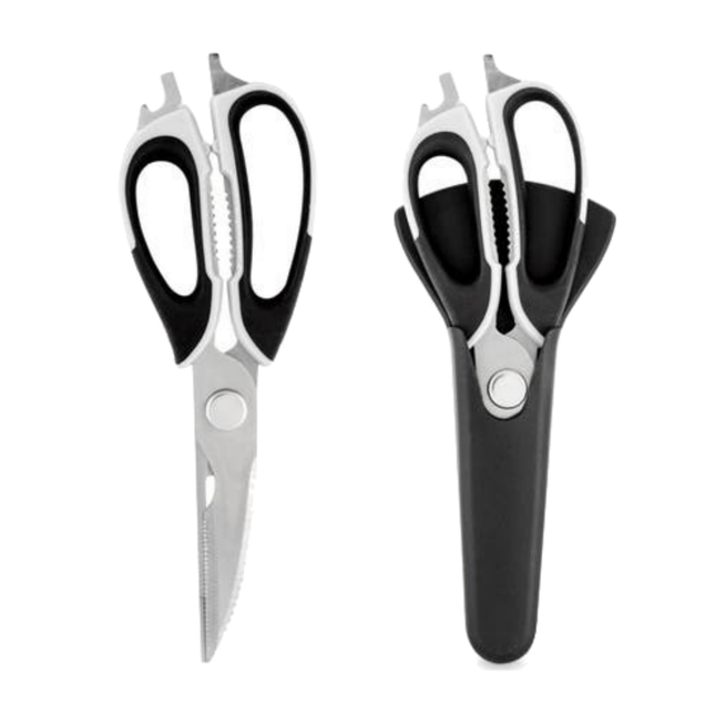 7 in 1 Multi Purpose Kitchen Super Scissors w/ Magnetic Case for Meat Nuts.