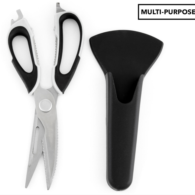 7 in 1 Multi Purpose Kitchen Super Scissors w/ Magnetic Case for Meat Nuts.