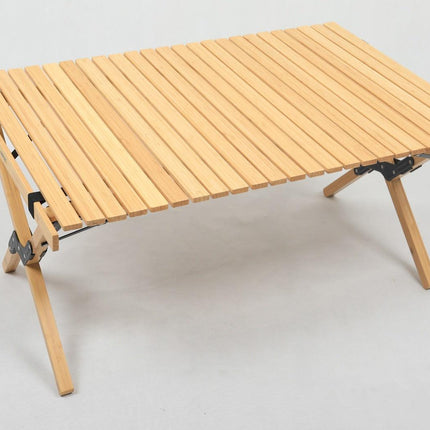 Folding Camping Table Bamboo Roll Up Portable Outdoor Picnic BBQ Desk Beach.