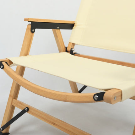 4x Bamboo Canvas Foldable Outdoor Camping Chair Wooden Picnic Park - Khaki/Beige.