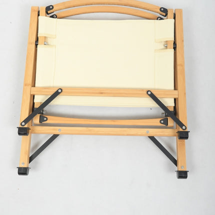 4x Bamboo Canvas Foldable Outdoor Camping Chair Wooden Picnic Park - Khaki/Beige.