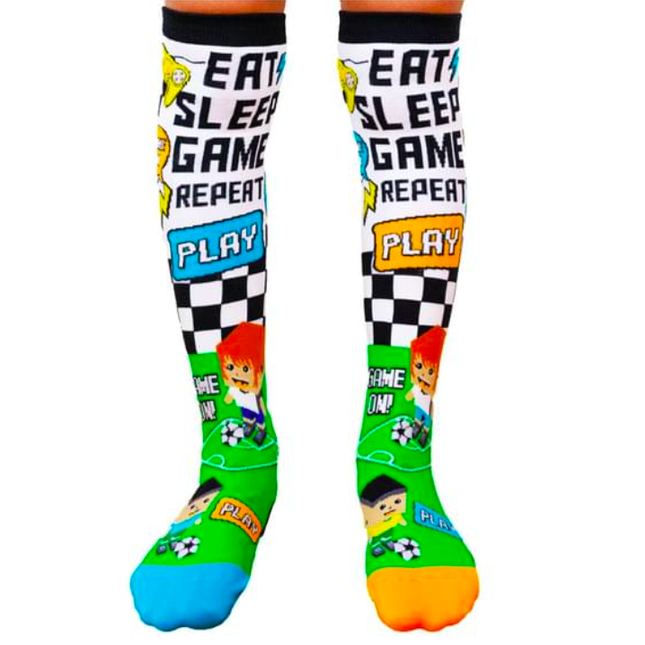 Video Game Toddler Long Knee High Socks - Boy's Unisex Pair - Multicolour.