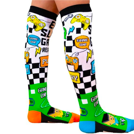 Video Game Toddler Long Knee High Socks - Boy's Unisex Pair - Multicolour.